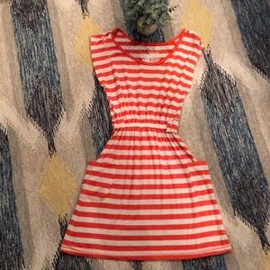 Coral and Cream Striped Dress